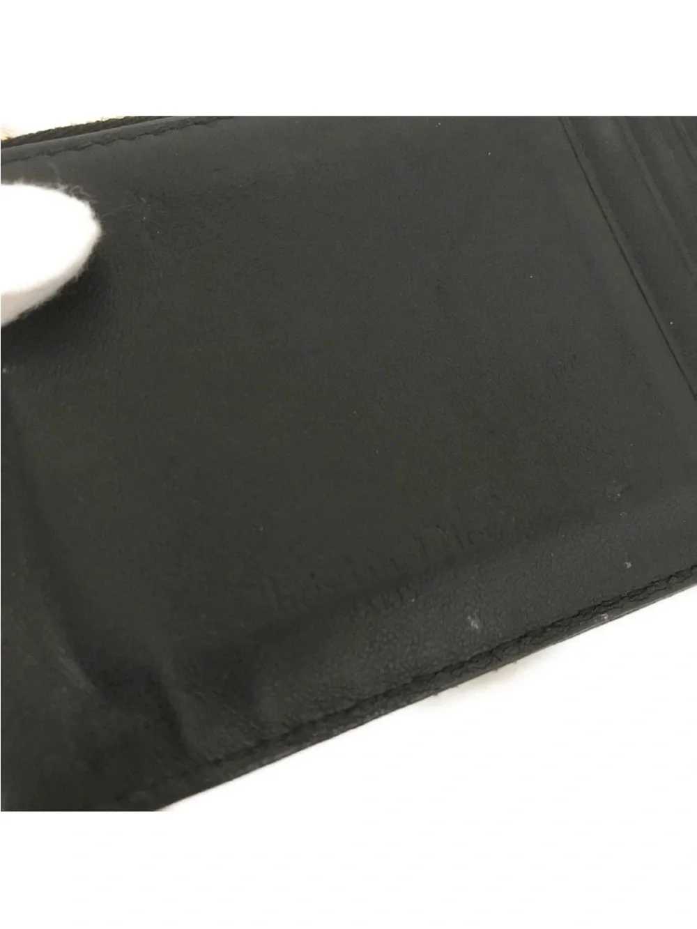 Dior Black Cannage Zip Pouch Card Wallet with Gold Hardware